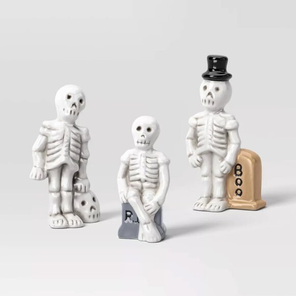 TARGET HYDE & EEK MINI SKELETONS CERAMIC DECOR SET 3PC - Picture 1 of 3